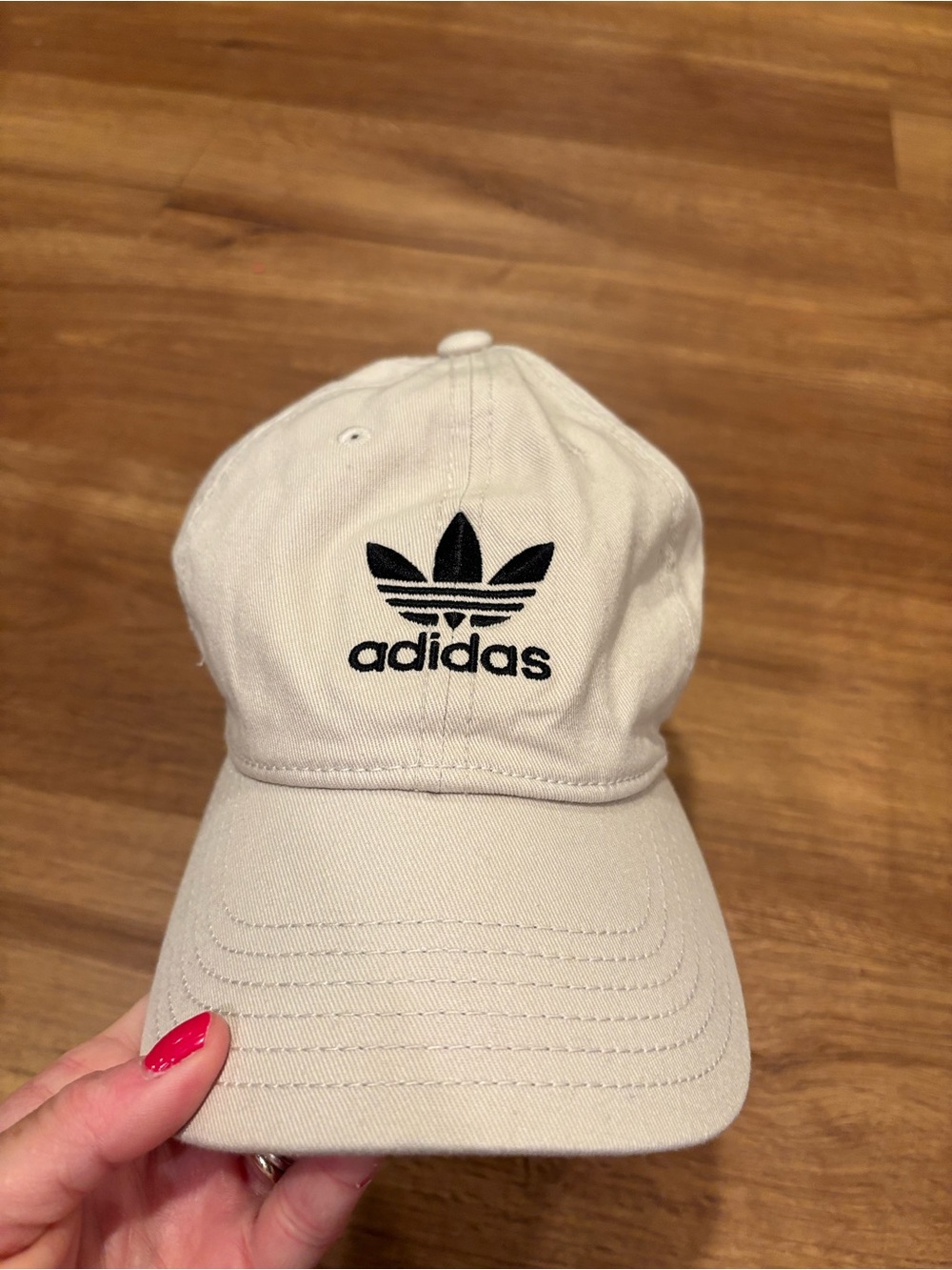 adidas Beige Baseball Cap with Black Trefoil Logo